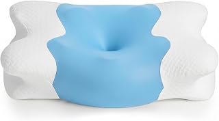 COSYLAND Ergonomisches Nackenkissen aus Memory Foam - Schmetterlingskissen für Schlafkomfort - Kopfkissen für Seiten-, Rücken- & Bauchschläfer, 60x40cm (Himmelblau)