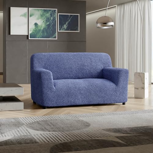 Image of Bellissima Sofa Covers -Premium Luxury Microfibra Plain Stretchable Sofa Cover 2 Seater Fully Covered Slipcover, Imported from Italy (Ash Blue)