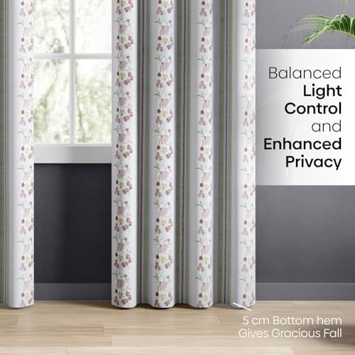 Image of haus & kinder Digital Printed Cotton Door Curtain 7 Feet Long Pack of 2 Door Curtains, 7 Feet Curtain for Door (Maison Fleuree, Multi 130x213 CM)