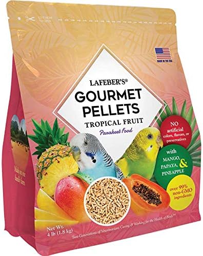 Tropical Fruit Gourmet Pellets Pet Bird Food, No Added Sugar, Made with Non-GMO and Human-Grade Ingredients, for Parakeets (Budgies), 5 lb