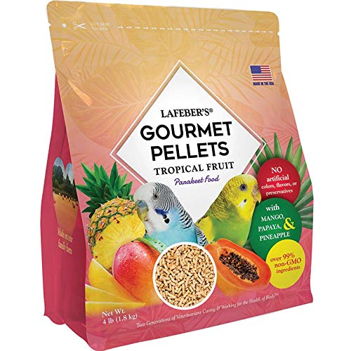 LAFEBER'S Tropical Fruit Gourmet Pellets Pet Bird Food, No Added Sugar, Made with Non-GMO and Human-Grade Ingredients, for Parakeets (Budgies), 5 lb