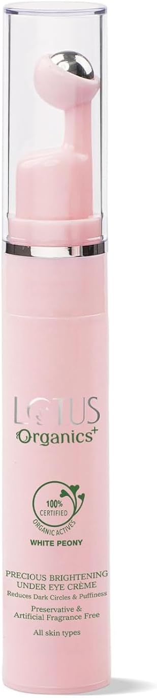Lotus Organics+ Precious Brightening Under Eye Cream | 100% Organic White Peony | Sulphate & Paraben Free | All Skin Types | 15g