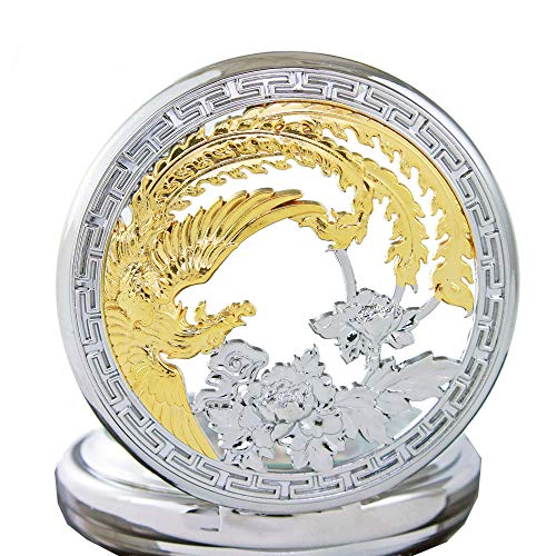 Ogle impermeable oro Phoenix negro fases y Tourbillon luna cadena llavero automático mecánico reloj de bolsillo