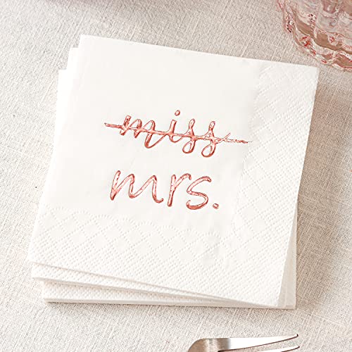 Crisky NPK055-MISSMRS-ROSEGOLD-50 Rose Gold Miss To Mrs Cocktail Napkins thumb #4