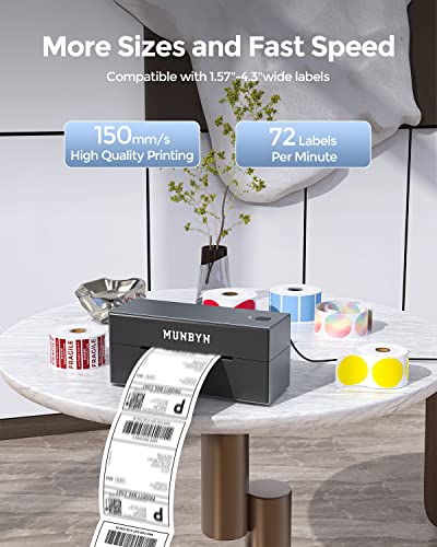 MUNBYN Shipping Label Printer Bluetooth, Postage Thermal Label Printer 4x6 for Business, Compatible with Etsy, Shopify, eBay, Royal Mail, DHL, DPD, Evri, No Ink and Toner, 129B, Grey - Image 7