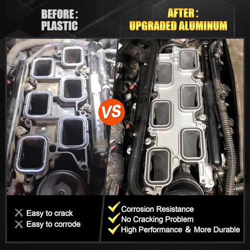 Image of Upgraded Full Aluminum Engine Lower Intake Manifold with Gasket ＆ Engine Oil Filter Housing with Oil Cooler Sensors and Gaskets Compatible with Dodge Charger Challenger Journey Jeep Wrangler