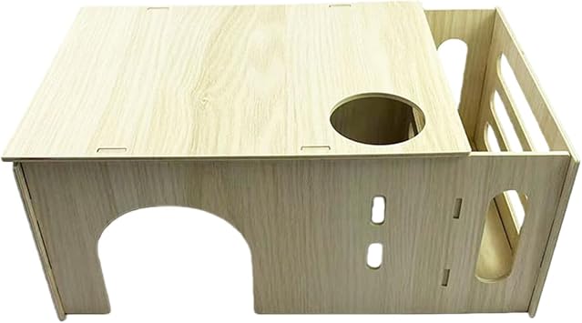 Wood Pet House Shelter Place with Feeders and Waterer Rack for Hamster Rabbits Easy Assembly Small