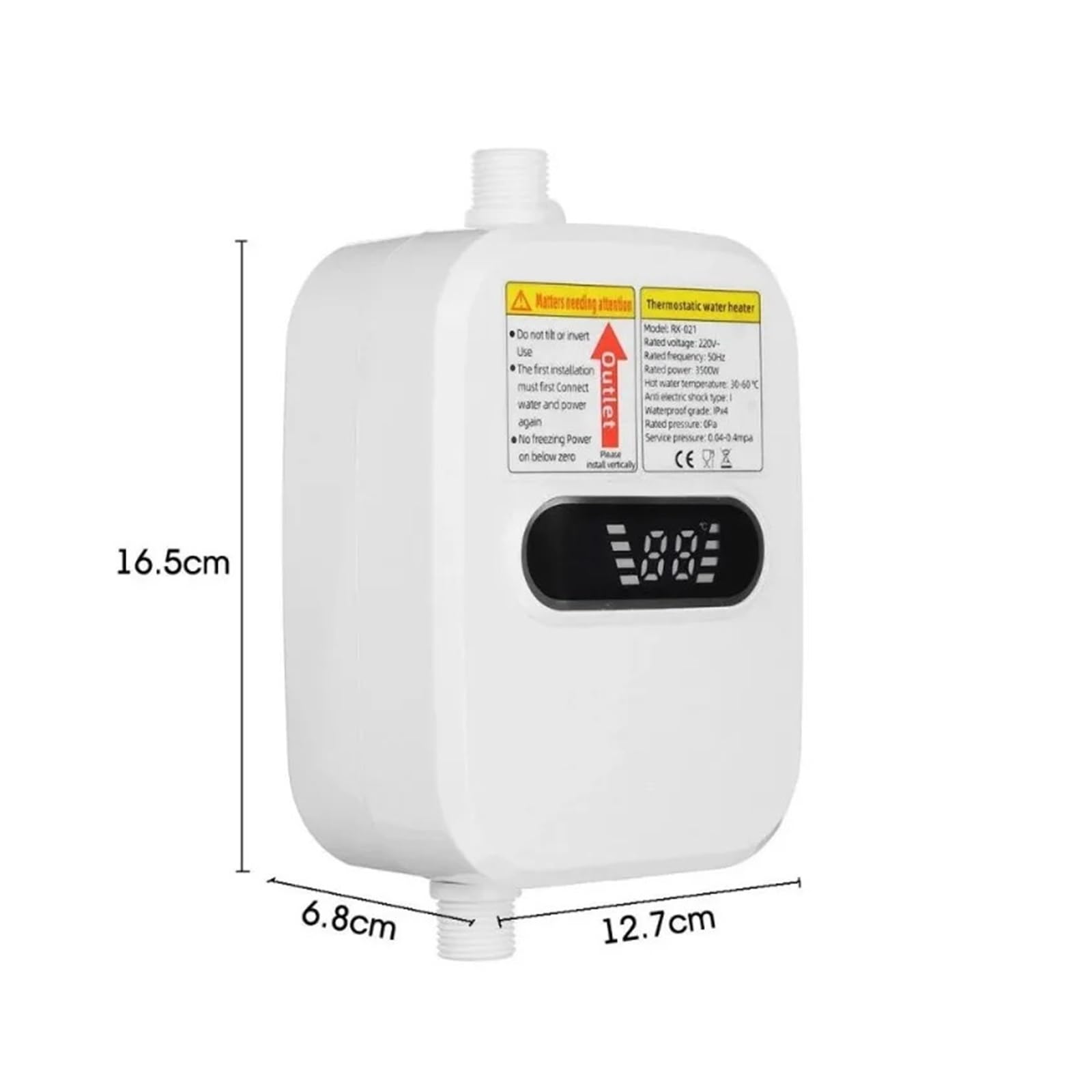 3500W Mini Riscaldatore di Acqua Elettrico Istantaneo Bagno Cucina Calda Senza Serbatoio del Rubinetto Display della Temperatura Set Doccia