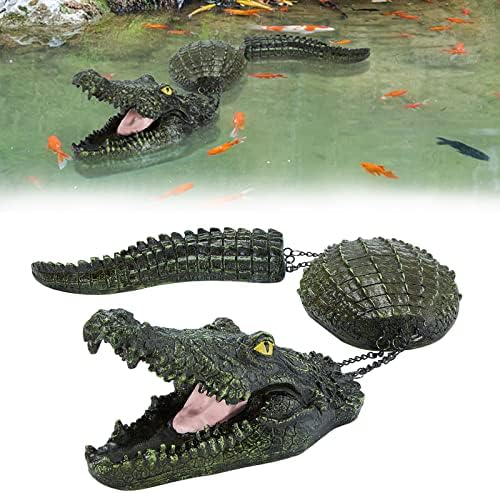 VS&LLWQ 31.5 Inche Floating Crocodile Decoy for Pool, Garden Decorations, Crocodile-Shaped Resin Statue Artware Decorative