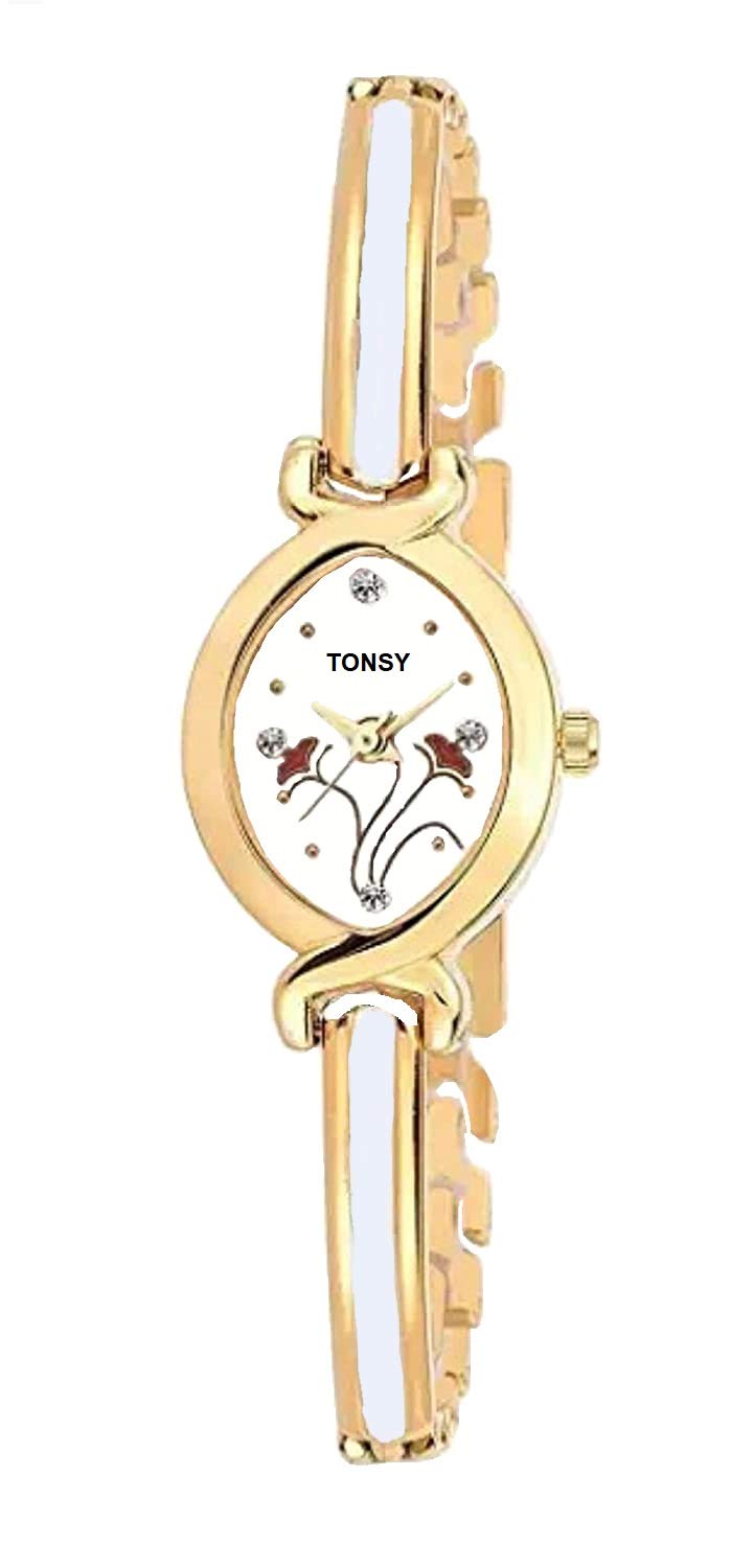 TONSY Analog White Diamond Dial Golden Gift Watches for Womens Girl (B07KV2GNP3) Amazon Price History, Amazon Price Tracker