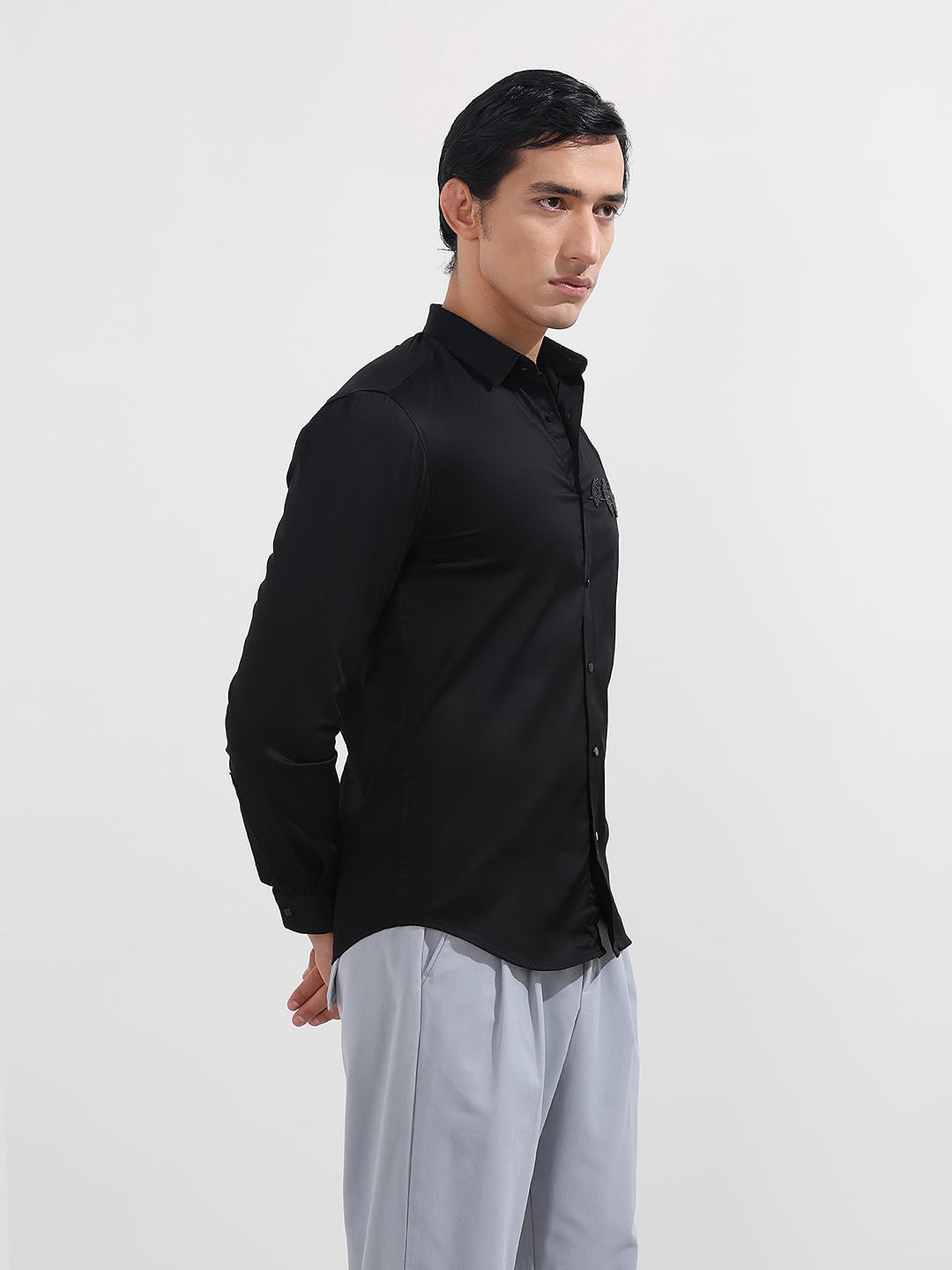 The Indian Garage Co Camicia da festa a maniche lunghe con colletto cutaway impreziosito slim fit da uomo