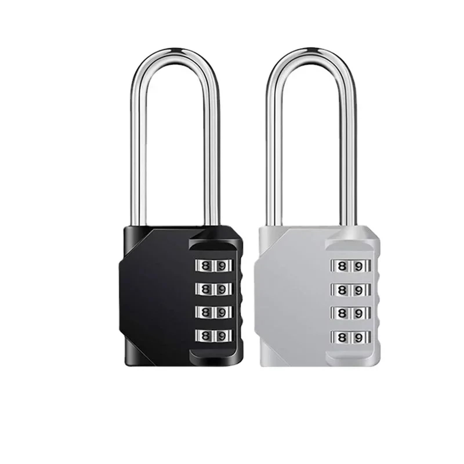 Sxolcoufoh Black Combination Padlock Outdoor 4 Digit Long Shackle Password Pad Lock 1Pcs(Black)