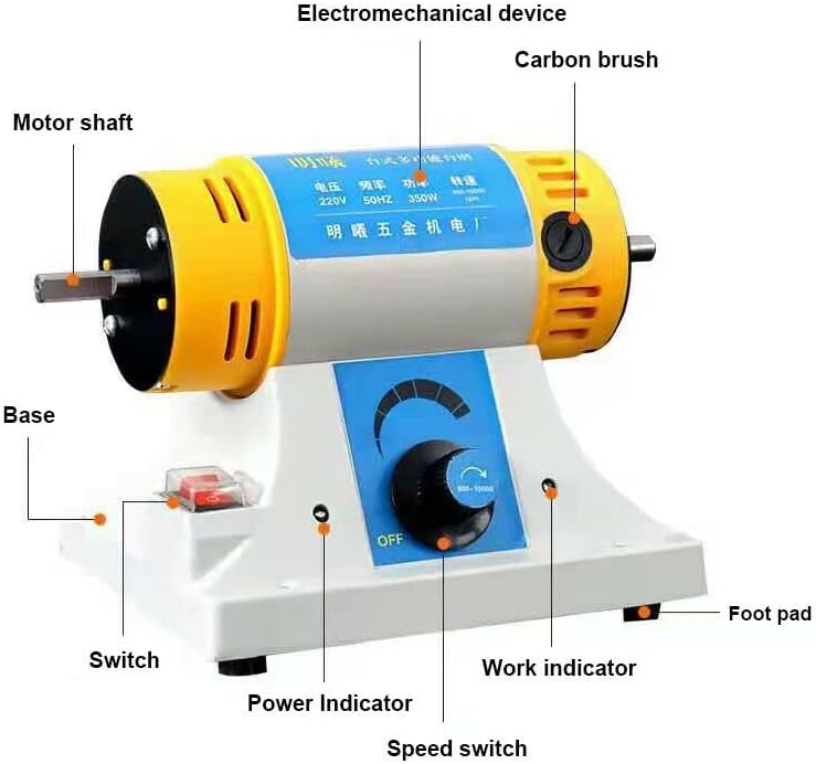 Miniatura 5 de AC110V 350W Gem Jewelry Rock Pulishing Machine - Kits de pulidora de torno de banco (110)