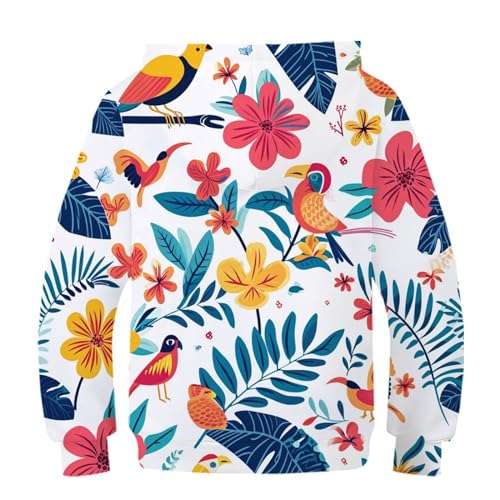 Pullover à capuche fille et garçon avec impression 3D fleurs 6-16 ans - 2