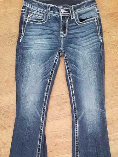 Flamingals Boot Cut Jeans for Women Stretchy Trendy Embroidered Tummy Control Butt Lifting Flare Denim Jeans3