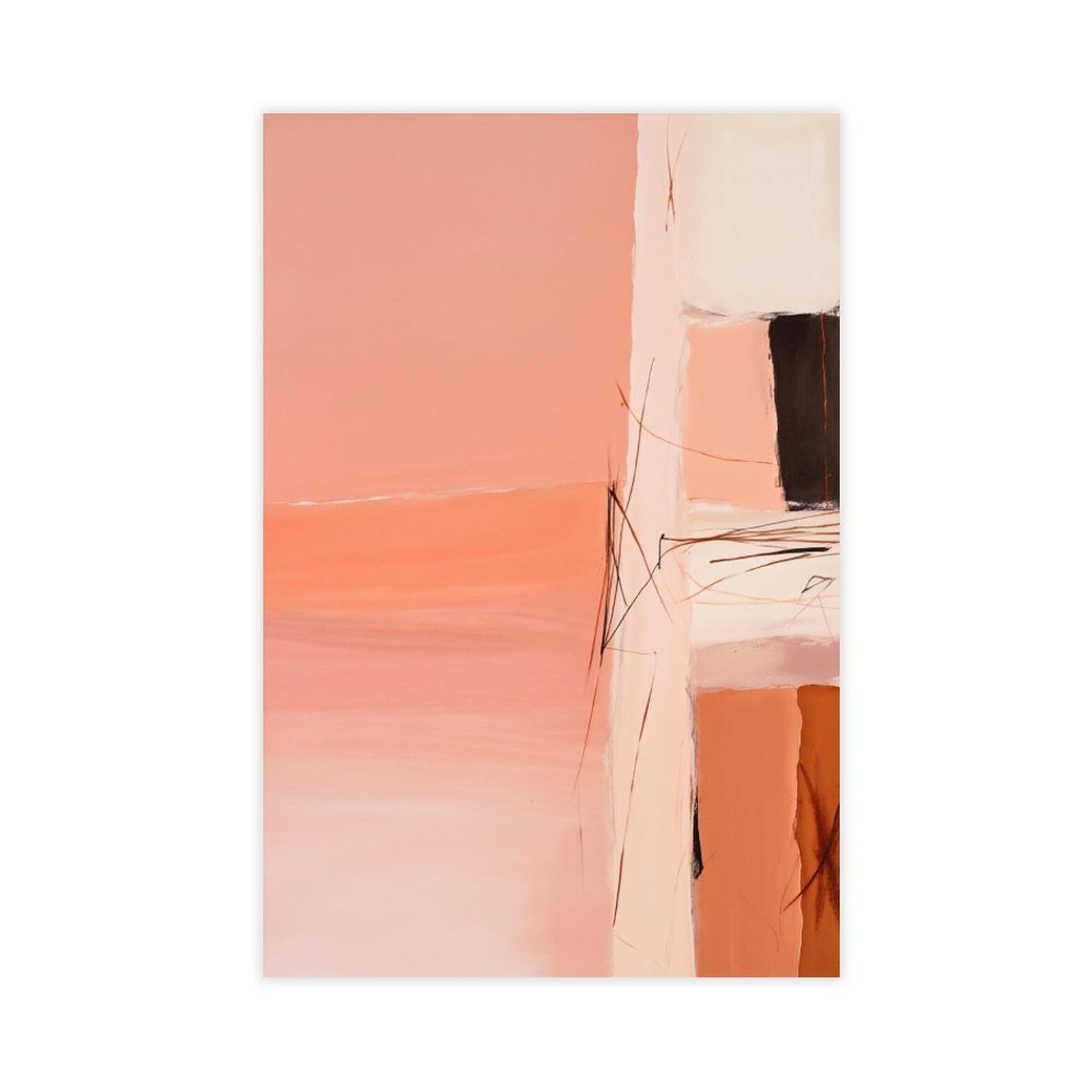 Zguols Blush Peach Terracotta Abstract And Minimalist Poster 1 Canvas Poster Bedroom Decor Sports Landscape Office Room Decor Gift Unframed Print 24" L X 36" W