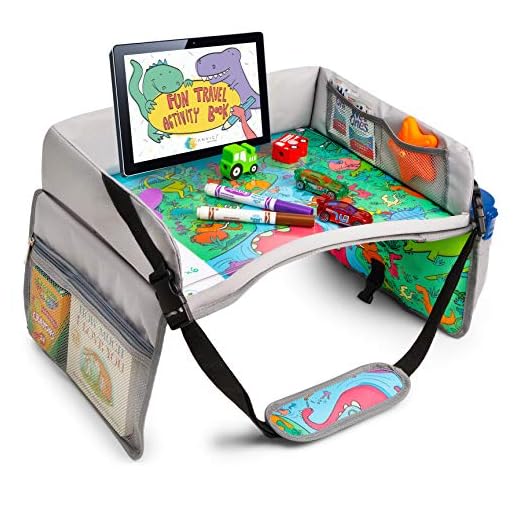 Kids Travel Tray - SEARCH & FIND Dinosaur Design - ANVICI Kids Lap Desk Tray - Dry Erase Table for Carseat - Portable Activity Kid Car Seat Trays for Toddler - A Road Trip Essential for Families