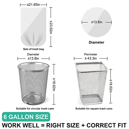 T.foring Clear 6-Gallon Trash Bags - 240 Count Medium Kitchen Garbage Bags 22.5 Liter Unscented Trash Can Liners Plastic Waste Basket Bags For Home Bathroom And Office (4 To 6 Gal) #TOP1