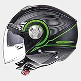  TM Helm Moto Jet MT City Eleven Dynamic, doppelte Verblendung, Schwarz/Grün Schwarz/Grün L