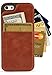 Vaultskin Leather Wallet Case for iPhone SE / 5S - Slim Minimalist Two-Pocket Card Holder, up to 8 Cards & Cash (Cognac, Eton Armour)