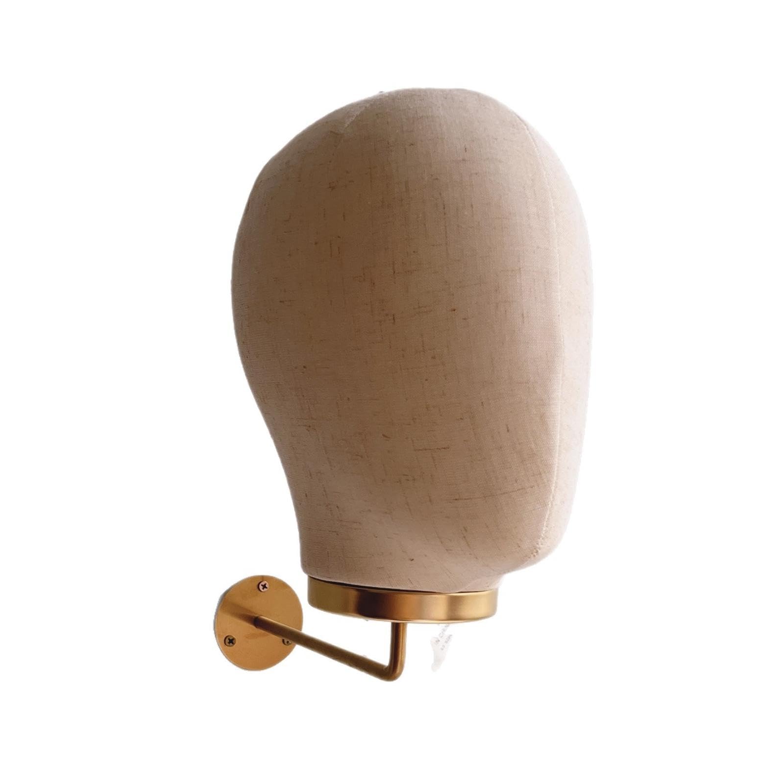 Mannequin Head with Wall Golden Finish-Tone Display Head with Wall Bracket Space-Saving Hairpiece Stand for Hair Stylists, Boutiques, Studios Linen Gold Hook-image-4