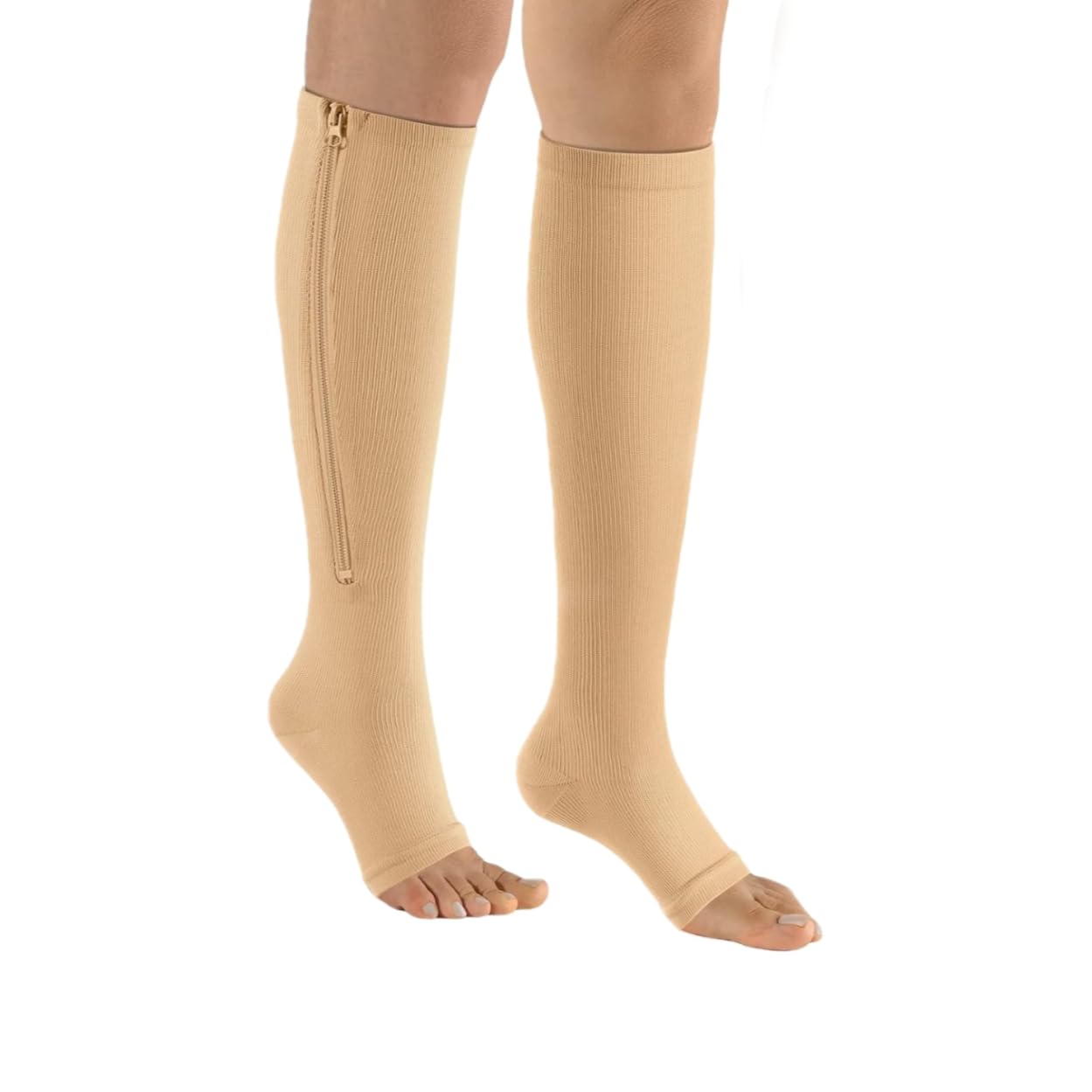astadhyay Zipper Compression Socks Women & Men - Calf Knee High 15-20mmHg Open Toe Compression Stocking, Suit for Running,Nurse,Travel,Cycling,Athletic-picture-24