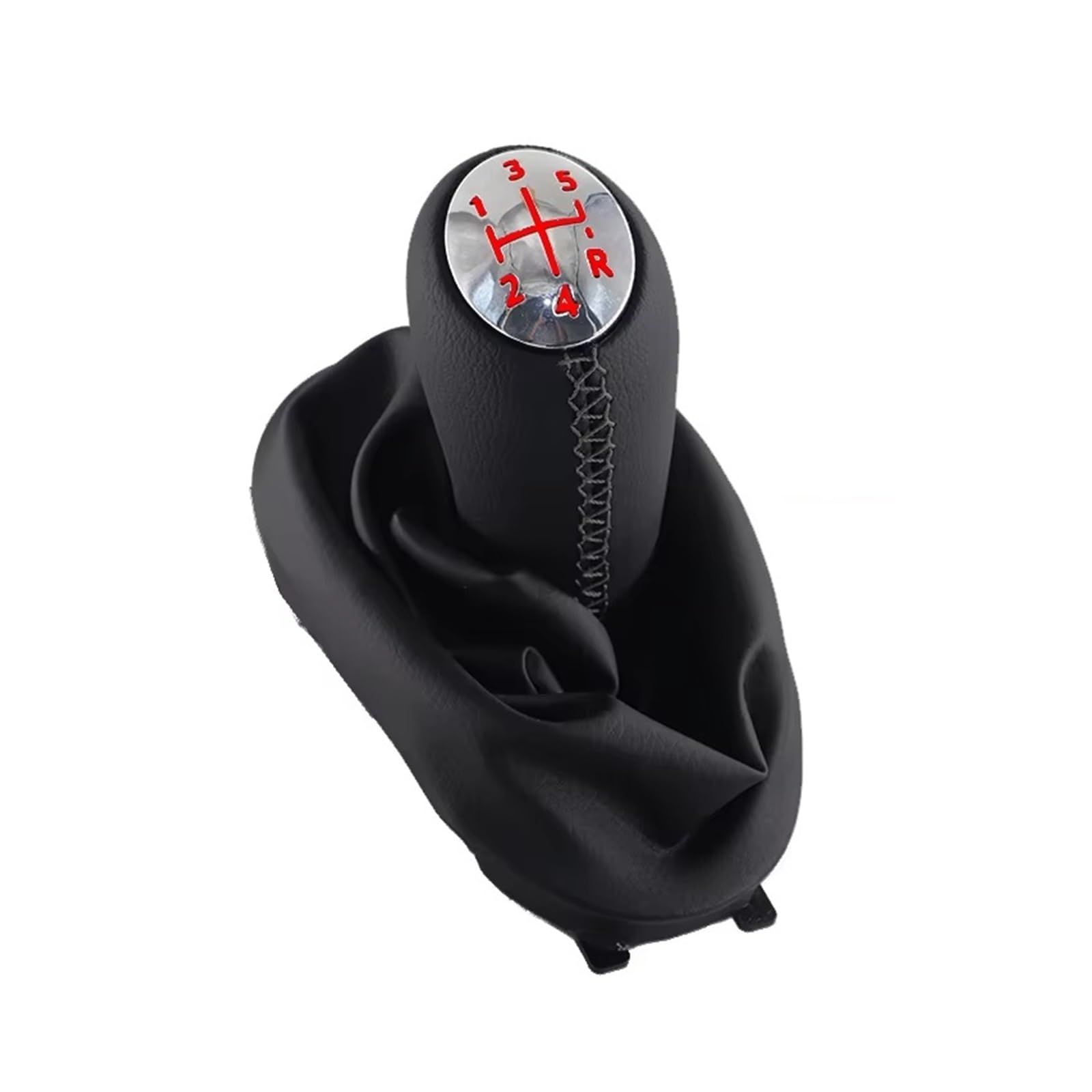 Hguvsjd Chrome Red Set Car Shift Gear Knob For Dacia For Logan 1 I Mk1 04-12 5 Speed Gear Shift Knob Boot Cover Gaiter Lever Shifter Handle Stick Transmission Shifter Lever(Chrome Red Set)