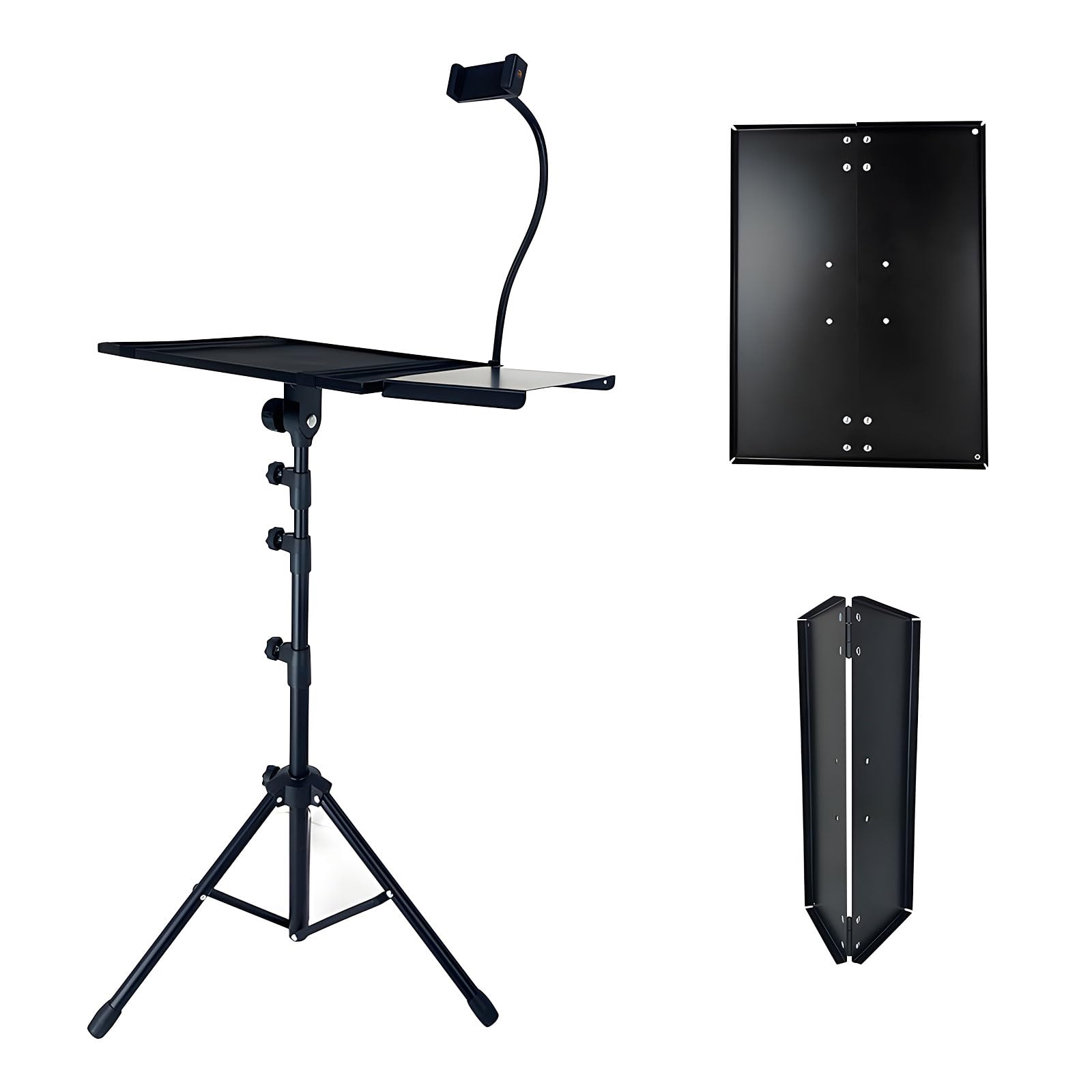 Soporte plegable portátil para proyectores con base antideslizante, compatibilidad universal para portátiles, equipo de altura ajustable, soporte portátil con bandeja