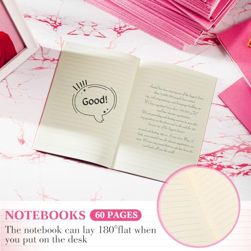 Image of 100 Pcs A5 Journals Notebooks Bulk,Pink,Lined | Kraft Softcover Small Notebooks 5.5 Inch x 8.3 Inch Notepads with 60 Page 30 Sheet for Writing Sketch Travel Office Supplies