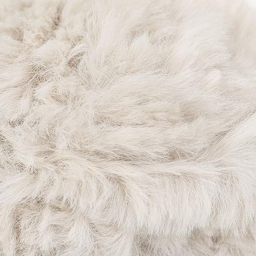 Pretty Jolly 4 Balls Faux Fur Super Soft Chunky Fluffy Yarn for Crochet & Knitting - Eyelash Polyester Yarn (Beige) - Image 2