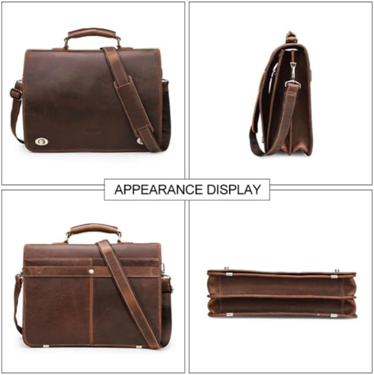 Men's Briefcase Genuine Leather Business Bag Computer Shoulder