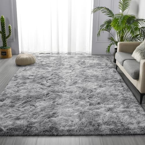 Deerhoo Large Shag Area Rugs 5 x 8, Tie-Dyed Plush Fuzzy Rugs for Living Room, Ultra Soft Fluffy Furry Rug for Bedroom, Indoor Carpet Nursery Rugs for Kids Room Home Decor, Light Grey Deerhoo Large Shag Area Rugs 5 x 8, Tie-Dyed Plush Fuzzy Rugs for Living Room, Ultra Soft Fluffy Furry Rug for Bedroom, Indoor Carpet Nursery Rugs for Kids Room Home Decor, Light Grey