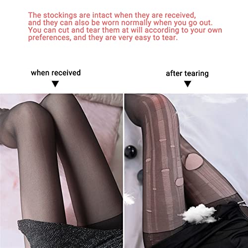 5 Pairs Disposable DIY Stockings，Easy Ripped Tights Gothic Women Fishnet Pantyhose Black Female Hollow Out Mesh4