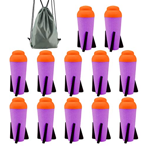 Ruibytree Mega Missile Refill for Nerf N-Strike Elite Series, 12Packs, Compatible Darts Mega Missile Refill Bullets Foam Rockets for Nerf Party- with Storage Bag