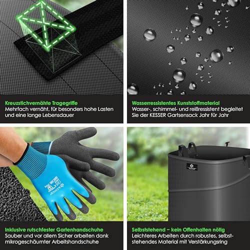 vier Tragegriffe sichtbar und Bodenverschluss - Detailansicht von KESSER® Pop-Up-Gartensack 175L inkl. Deal – Dealfoxx.de