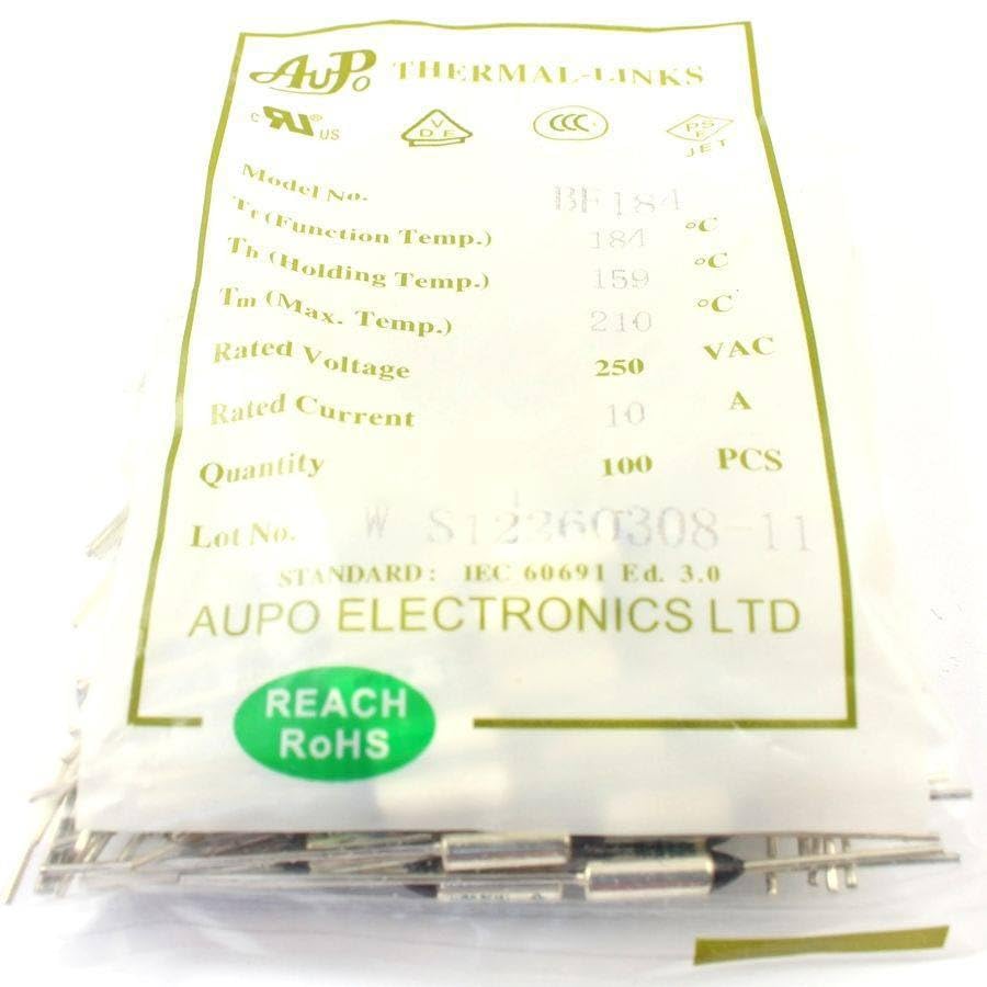 10Pcs Thermal Fuse Cutoff TF 184 Degree 250V 10A BF184