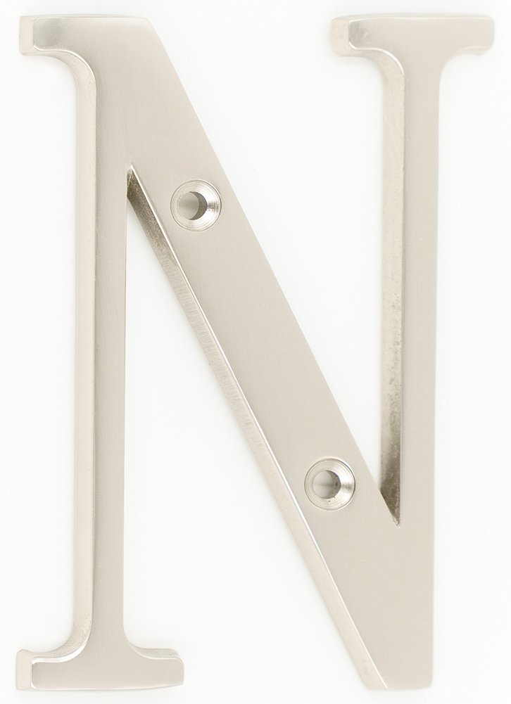 Lettre N de maison 10,2 cm Laiton massif plaqué nickel mat ZW matériel B100