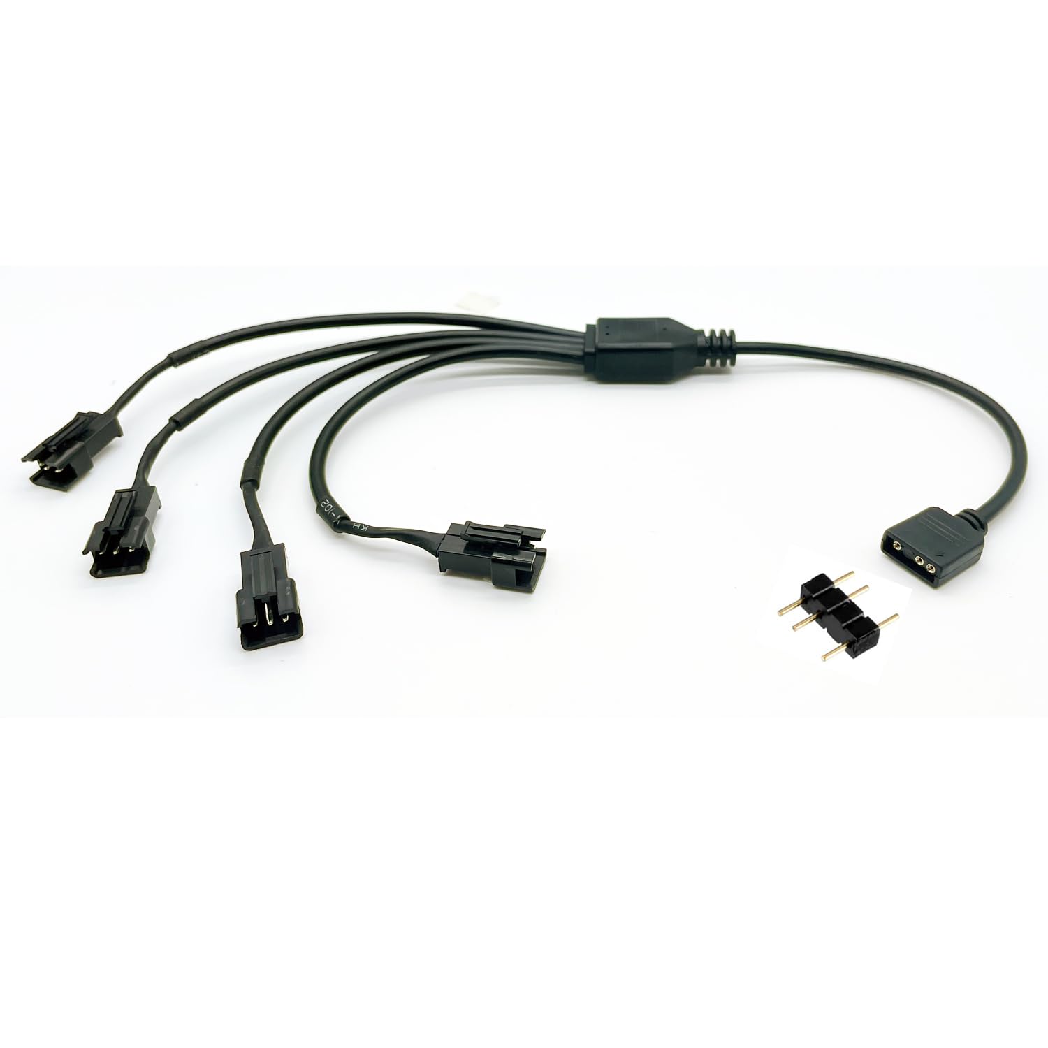 Jstincal - 1 to 4 ARGB Splitter, JST SM 3 Pin 5V Male Adapter, 11.8" ARGB Cable, 1 Pack