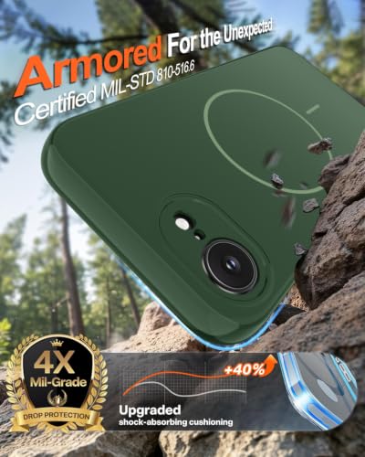 Image of Magnetic for iPhone 17e Case /iPhone 16e Case,Shockproof Matte Case,Green | with Screen Protector,Compatible with MagSafe,Military Grade Drop Protection,Full Camera Protection,Non-Slip Design Cover