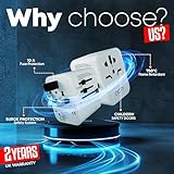 Universal Travel Adapter - 6-in-1 Worldwide International Plug with 2 USB-A & 3 USB-C Fast Charging Ports, Travel Case Included, for 150+ Countries - Travel Essential for UK, EU, US, AU, Asia - Image 7