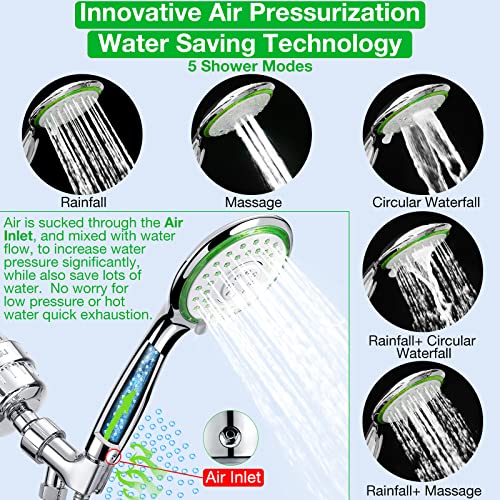 Filtered Shower Head Combo, Includes 18 Stage Shower Filter Head, High Pressure Handheld Spray Showerhead, Hose, Shower Arm Mount Holder, For Hard Well Water Chlorine, Chrome (S10) #TOP1