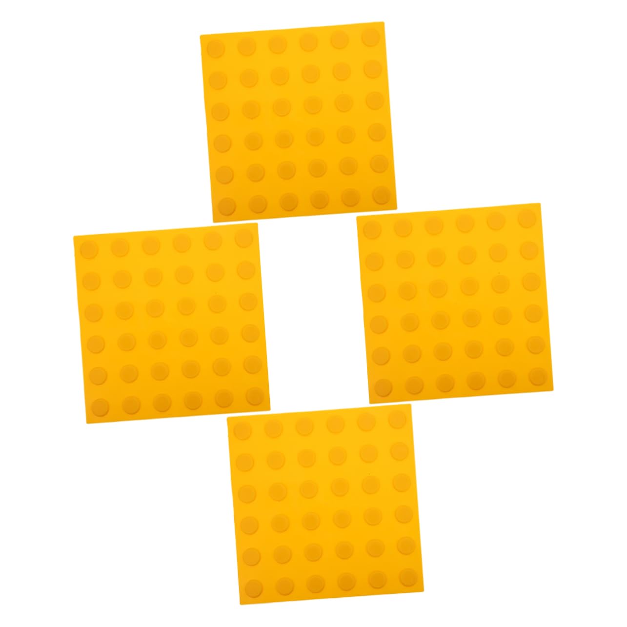 MUCKLILY Blind Sidewalk Boards Tactile Paving Tiles Braille Guide 4pcs Safety Indicator Yellow Round Dots PVC Rubber
