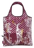 Einkaufstasche,Tasche, Shopper - Hirsch - Vogel - Herbst - Winter Verschiedene Motive (weinrot)