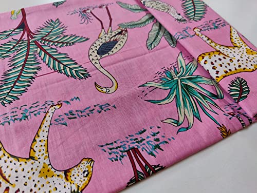 Image of Floral Printed Cotton Fabric Cloth Hand Block Print Fabric Women Material Running Jaipuri Hand Block Printed Women Dress Material Kurtis Natural 44 inch Inches Width 2.5 Meter (Pattern 24)