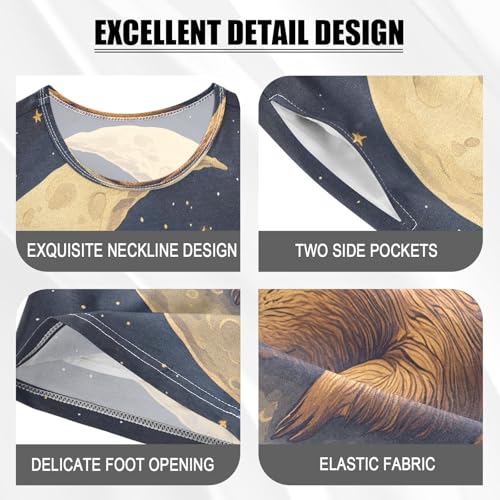 ALAZA Capybara on The Moon Pajamas Set Short Sleeve Cotton Sleepwear Summer Pjs 2 Piece 5-14Y4