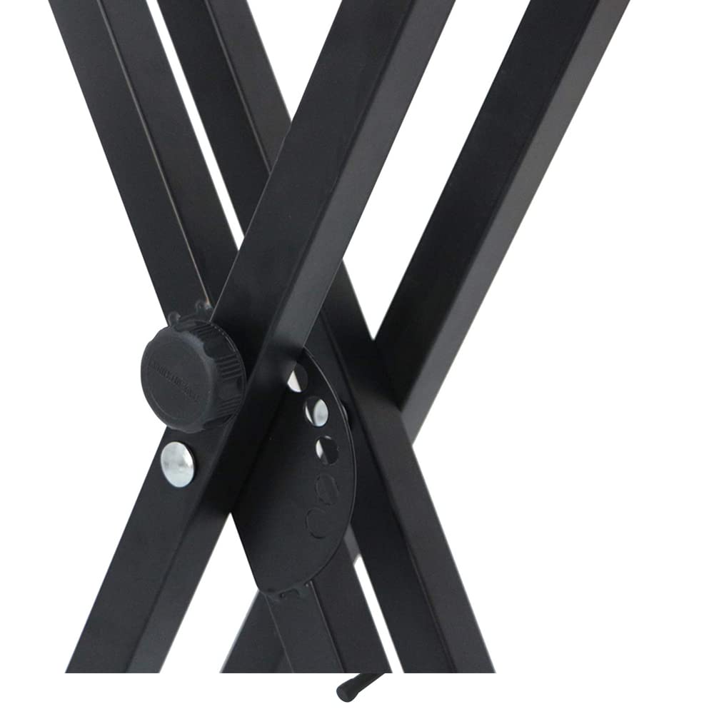 Alightup Support Clavier Pied Piano Double Embase Forme X avec Sangles de Sécurité Largeur et Hauteur Réglables 6 Positions pour des Claviers Électroniques Contrôleurs Midi en Métal Noir