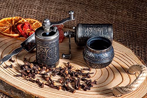 Salt And Pepper Grinder Set - Herb Grinder - Pepper Grinder Mill - Pepper Mill - Spice Grinder - Salt Grinder - Coffee Bean Grinder - Spice Grinder Manual (Dark Silver) #TOP6