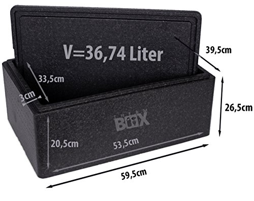 THERM BOX Profibox 36B, binnenin: 53x33x20cm, wand: 3,0cm, volume: 36,1L Styrofoam box thermobox koelbox houd warme box… - Afbeelding 4