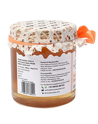 Image of Farm Naturelle Jungle Flower Wild Forest Honey 300gm |100% Pure Honey | Raw & Unfiltered|Unprocessed|Lab Tested Honey In Glass Jar with Engraved Virgin Wooden Spoon