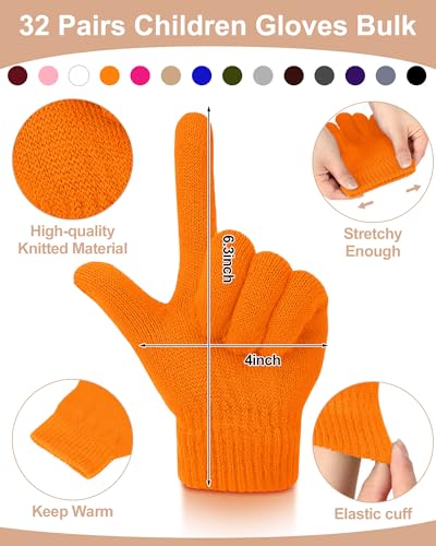 Image of JaGely 64 Pcs Kids Hats and Gloves Bulk Winter Beanies Hat Gloves for Toddler Boys Girls School Donation Wholesale